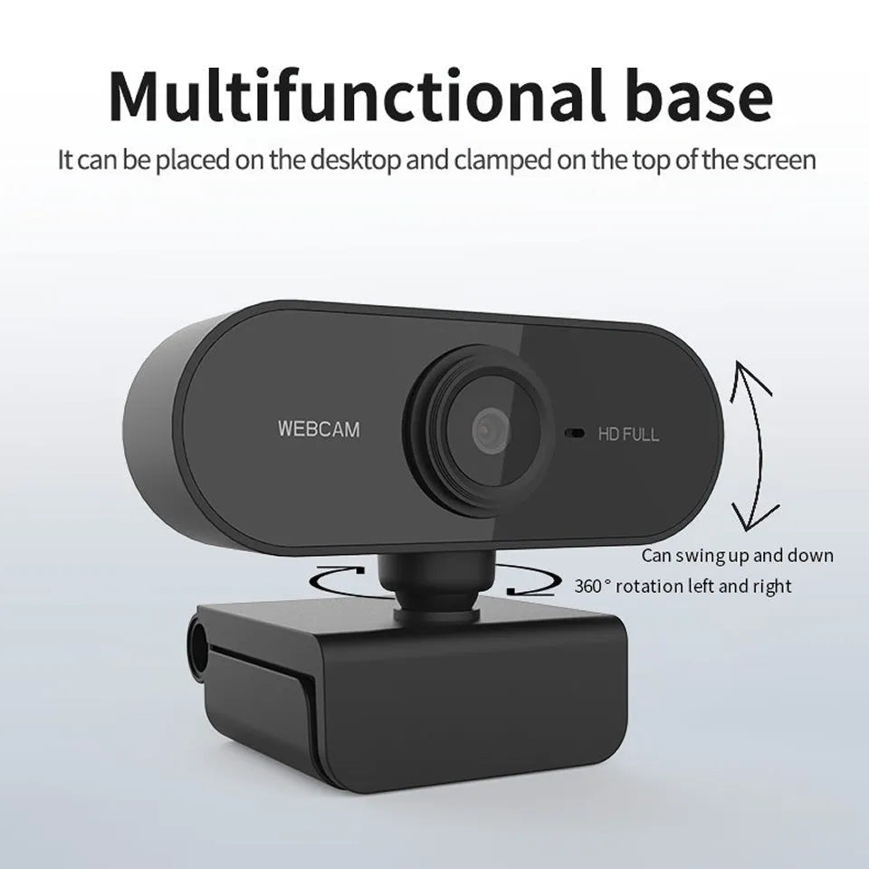1080P rotatable webcam with built-in microphone, 70x50.7x44mm, black, USB 2.0 connection