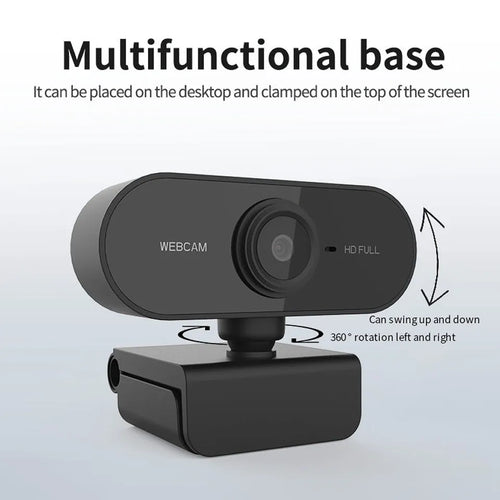 1080P rotatable webcam with built-in microphone, 70x50.7x44mm, black, USB 2.0 connection