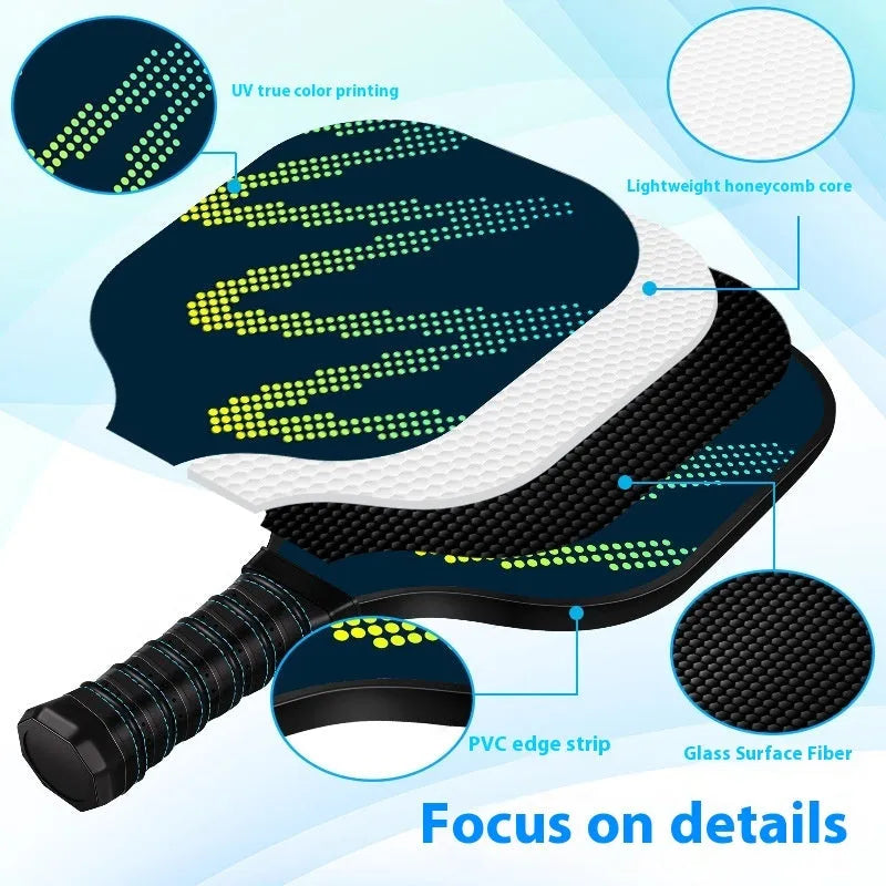 A high-density fibreglass table tennis racket for outdoor sports, complete set.