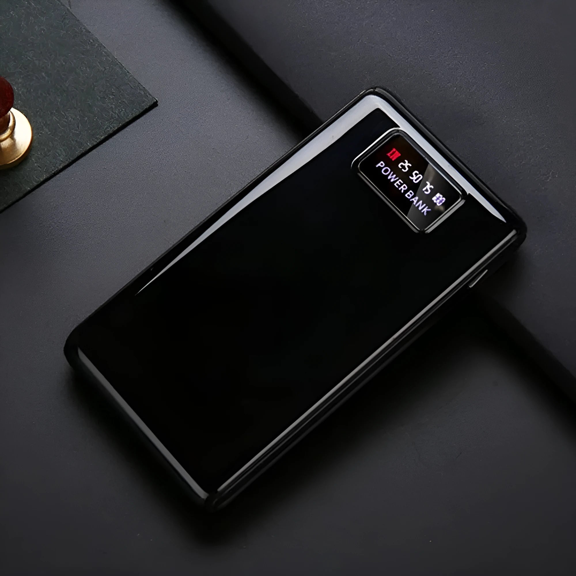 Black and white 18650 DIY power bank case showing battery slots and Type-C/Micro-USB ports.
