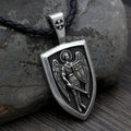 Saint Michael Archangel pendant necklace, alloy rope chain, 51cm to 80cm, ancient silver or ancient bronze