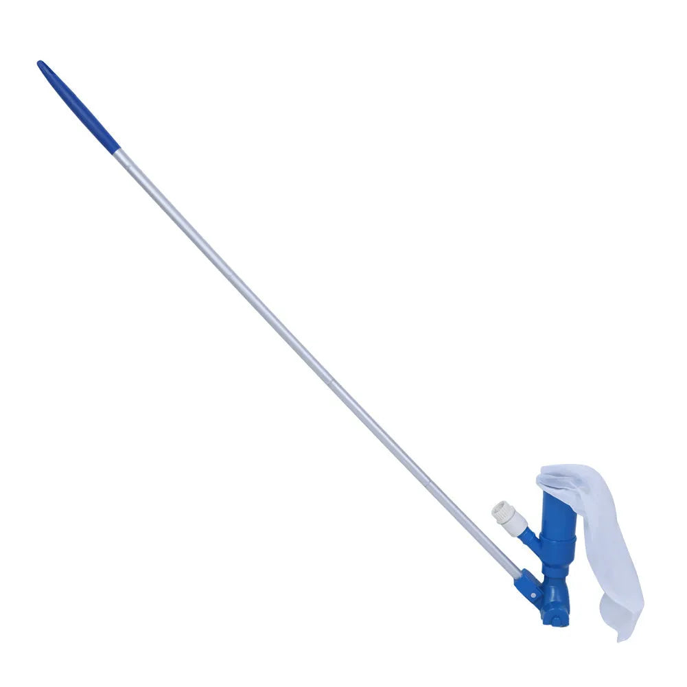 Swimming pool cleaning tool set with fine mesh suction head, long rod, and ABS construction, 556g