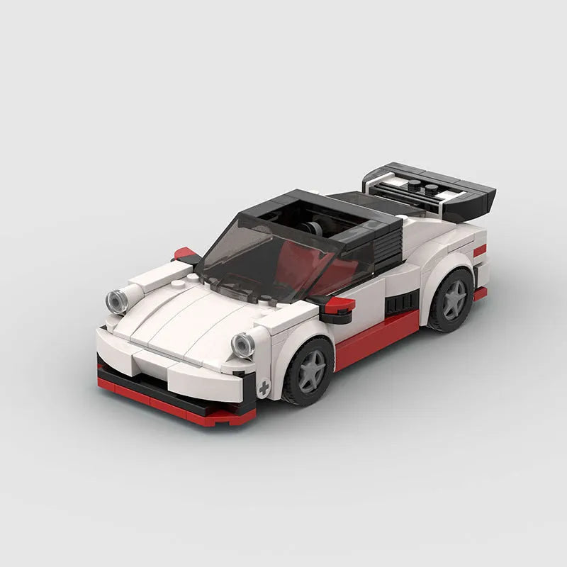 Small particle plastic building block set assembled into a sports car moc puzzle cool convertible car model showing the M10231 colour option