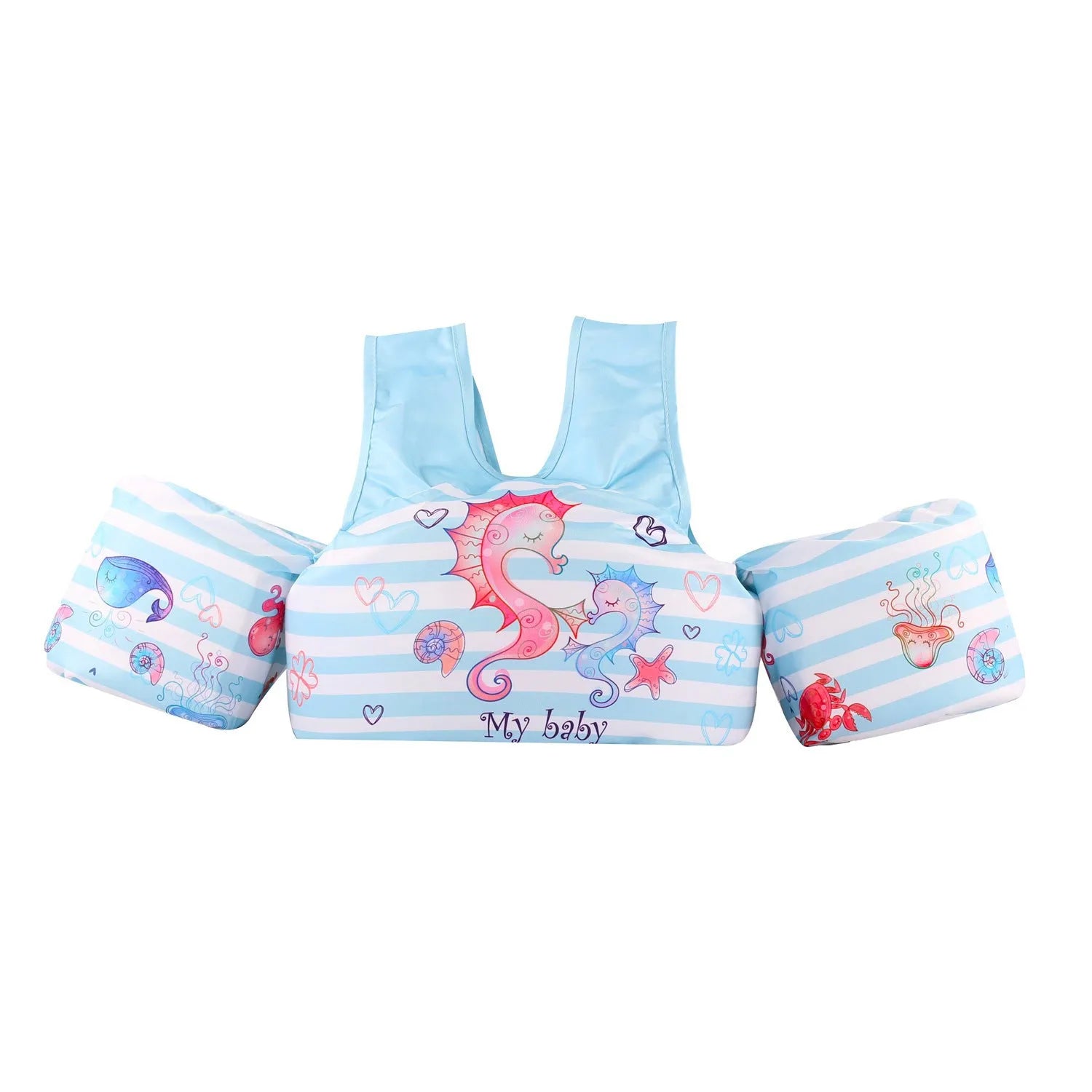 Cartoon design children's swimming arm bands in various colourful patterns including watermelon pineapple and blue crab