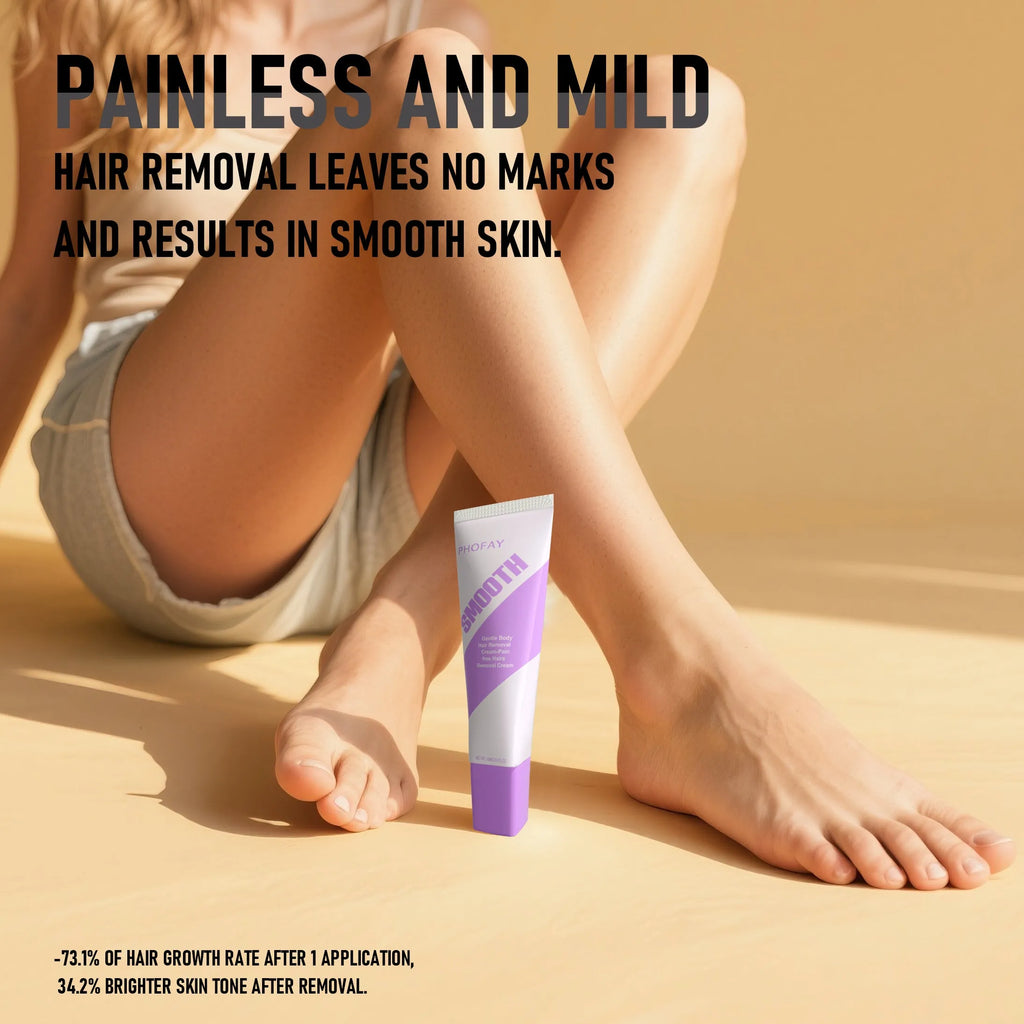 PHOFAY Pain Free Hair Removal Cream tube with applicator scraper for gentle hair removal