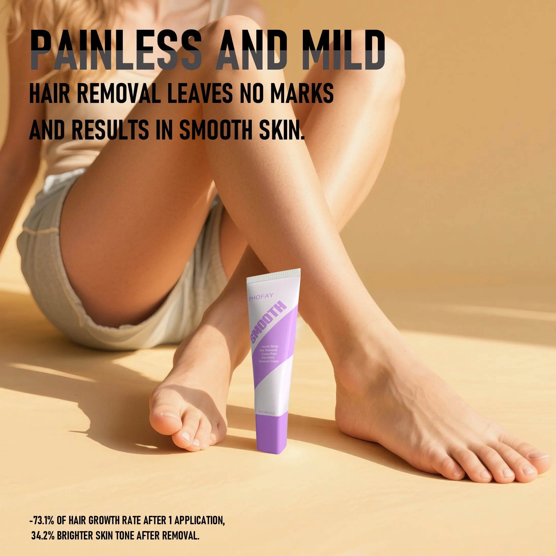 PHOFAY Pain Free Hair Removal Cream tube with applicator scraper for gentle hair removal