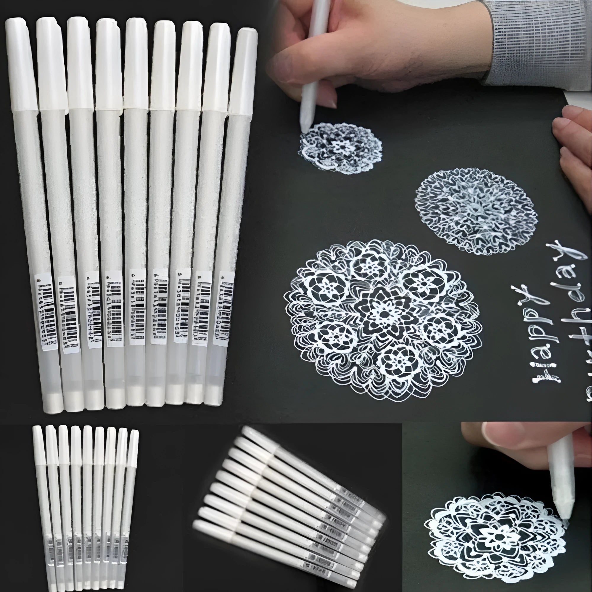 Touchnew black highlight pen with 0.8mm tip for hand painting, showing gold silver white ink options
