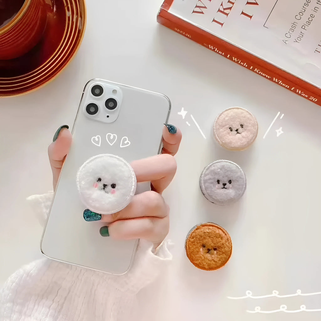 Metal ring buckle phone case bracket paste in dark brown colour for universal phone stand use