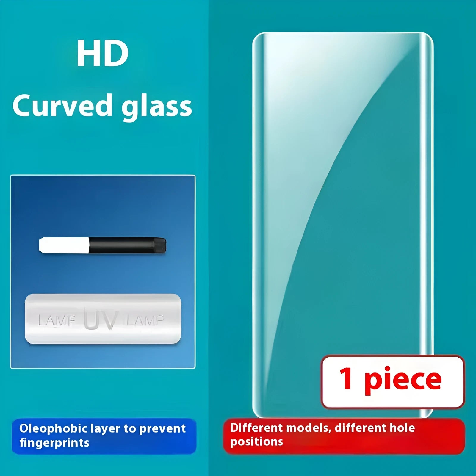 UV full glue tempered glass screen protector for Samsung Galaxy phone with glue bottle and UV lamp