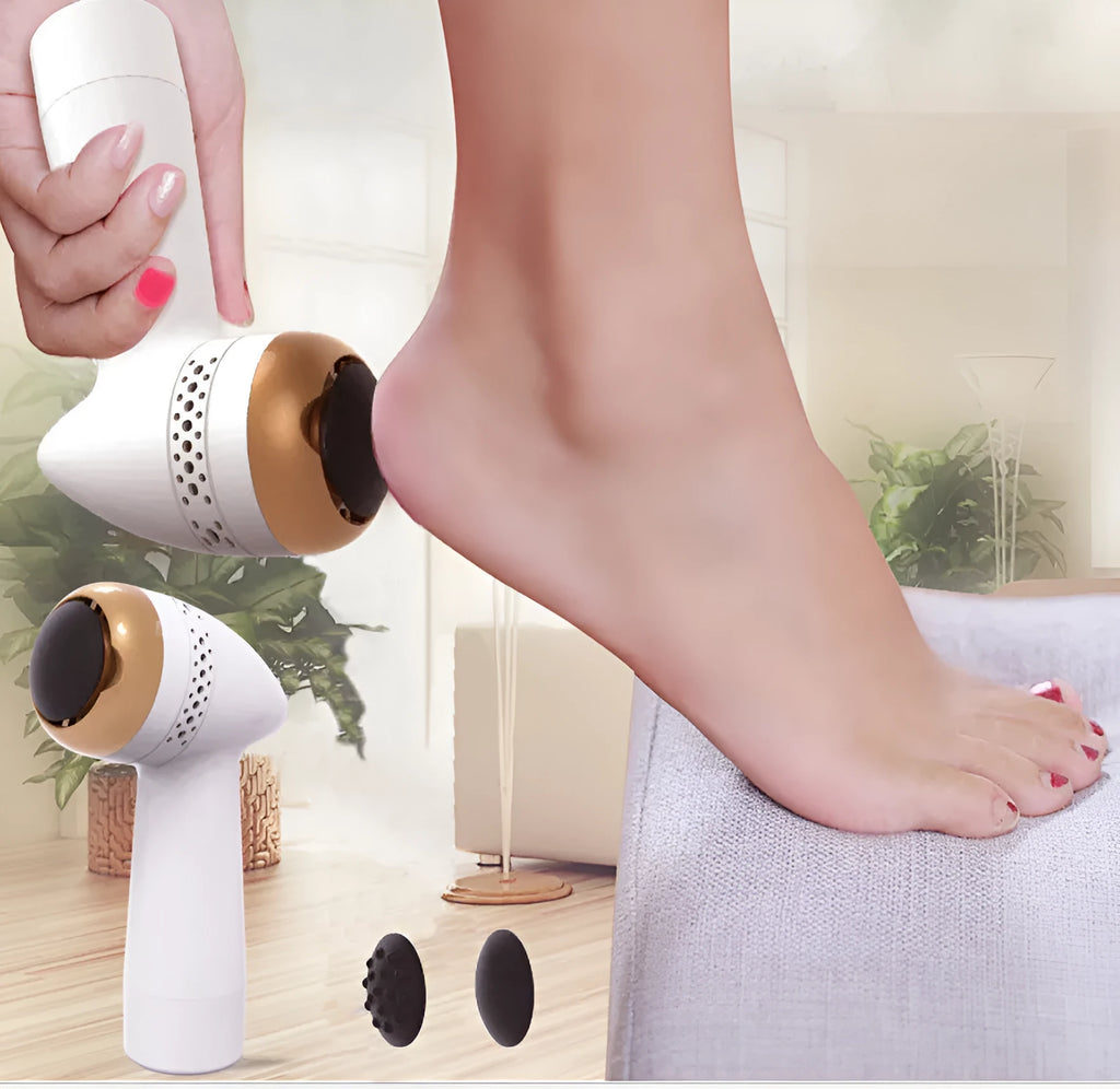 Electric vacuum foot grinder with quartz grinding head in gold, pink, or white colour options
