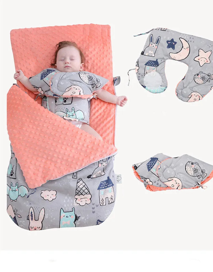 Newborn baby fleece stroller cover quilt 80x46cm with soft lining in Animal pattern