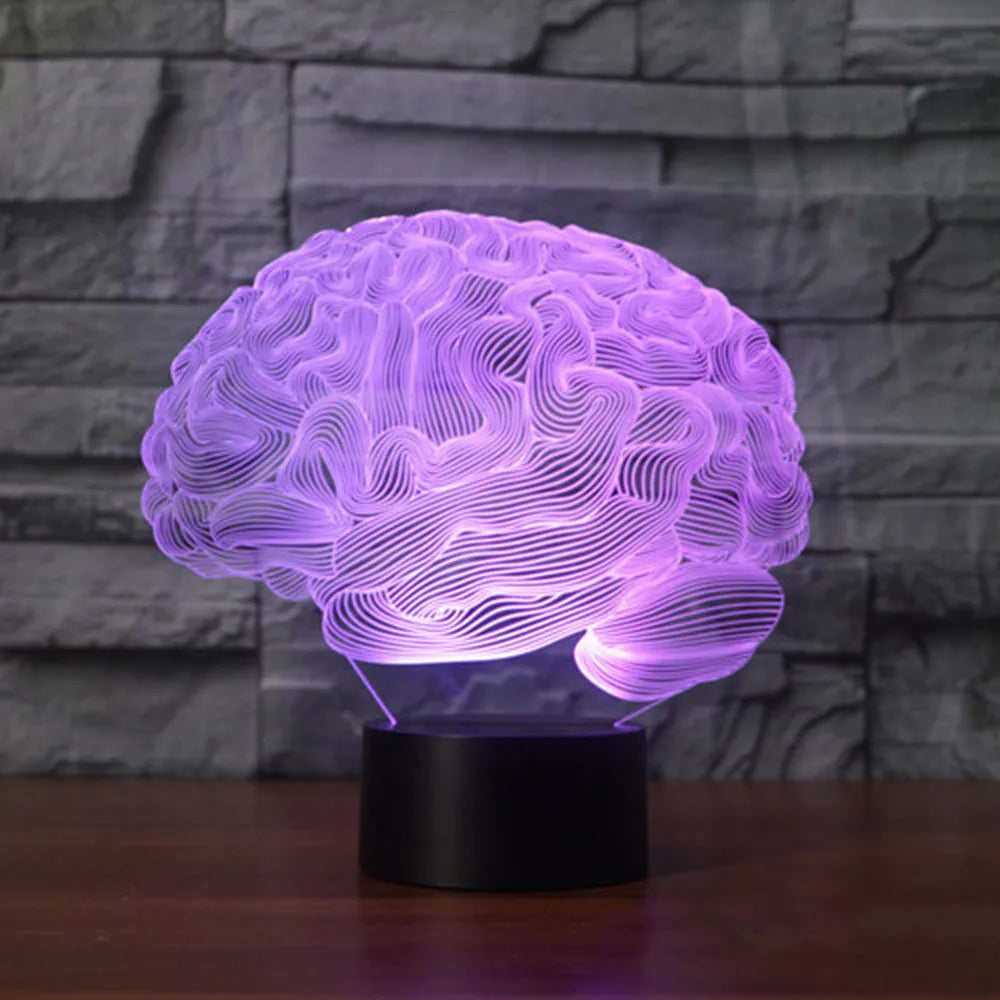 3D brain-shaped acrylic LED desk lamp with colour changing lights and remote control