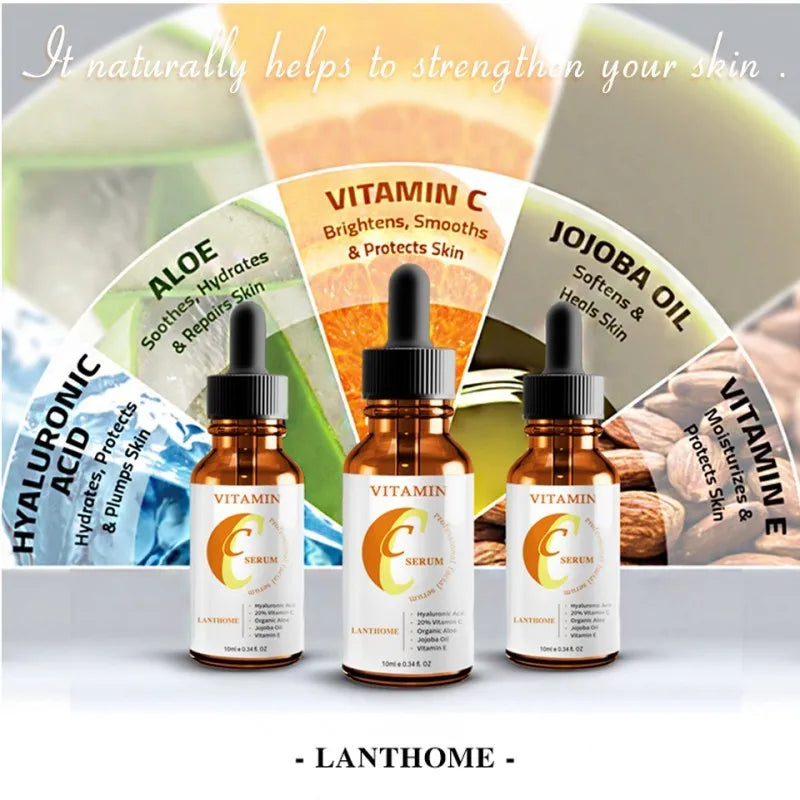 10ml bottle of Vitamin C hyaluronic acid facial serum for anti-aging and moisturising