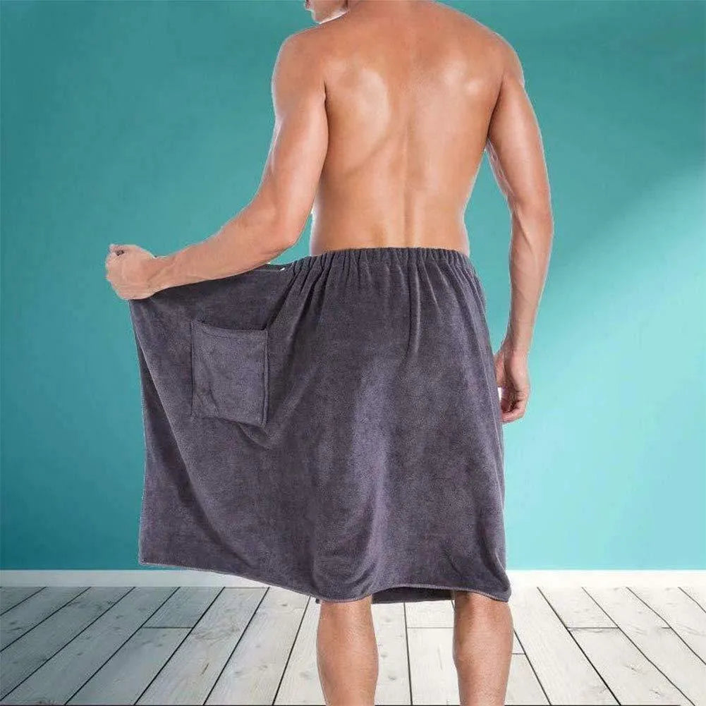 Men's quick-dry bath towel skirt in grey, 70x140cm, polyester blend