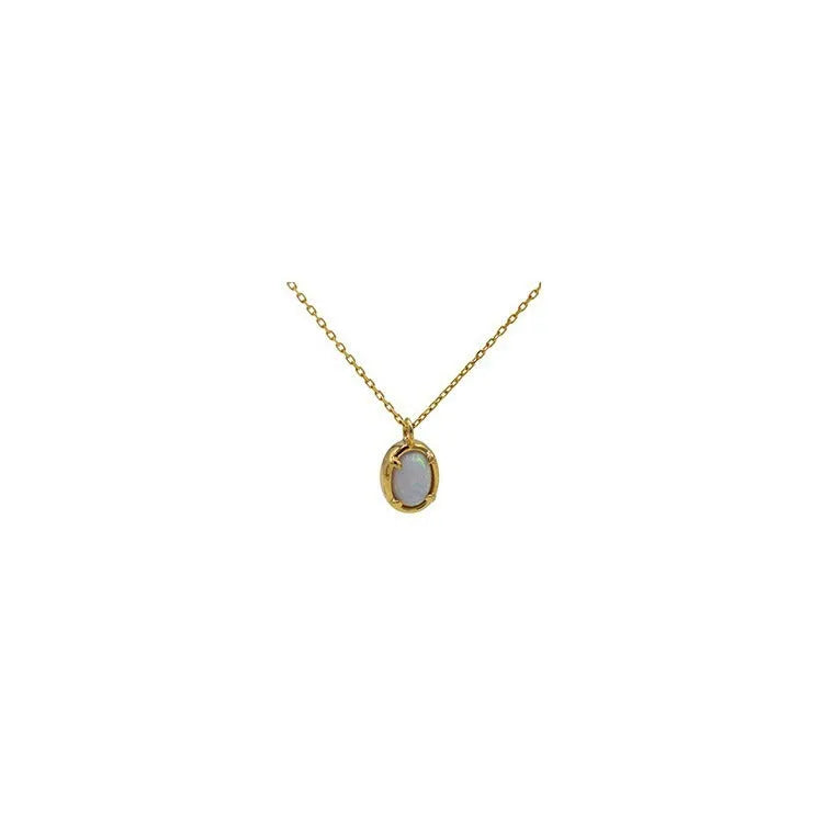S925 silver geometric pendant necklace with jelly opal centrepiece