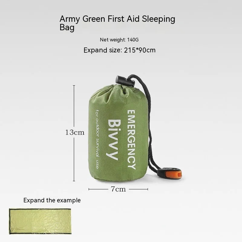 Orange portable disaster relief roof tent with emergency blanket, dimensions 240cm by 150cm