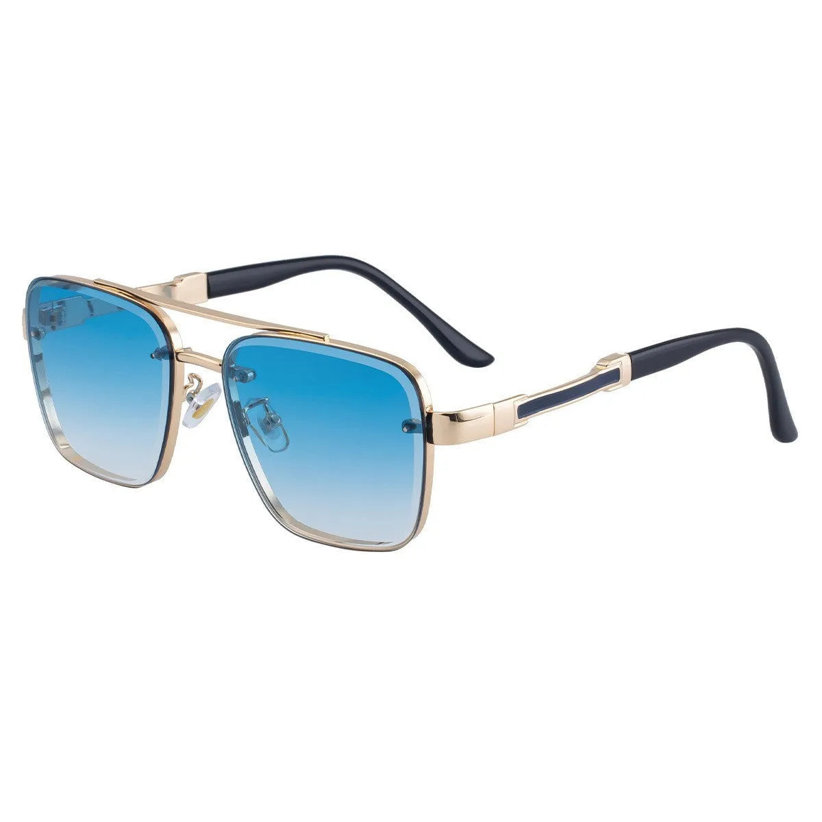 Men's vintage sunglasses with UV400 protection in gold double grey colour with PC frames