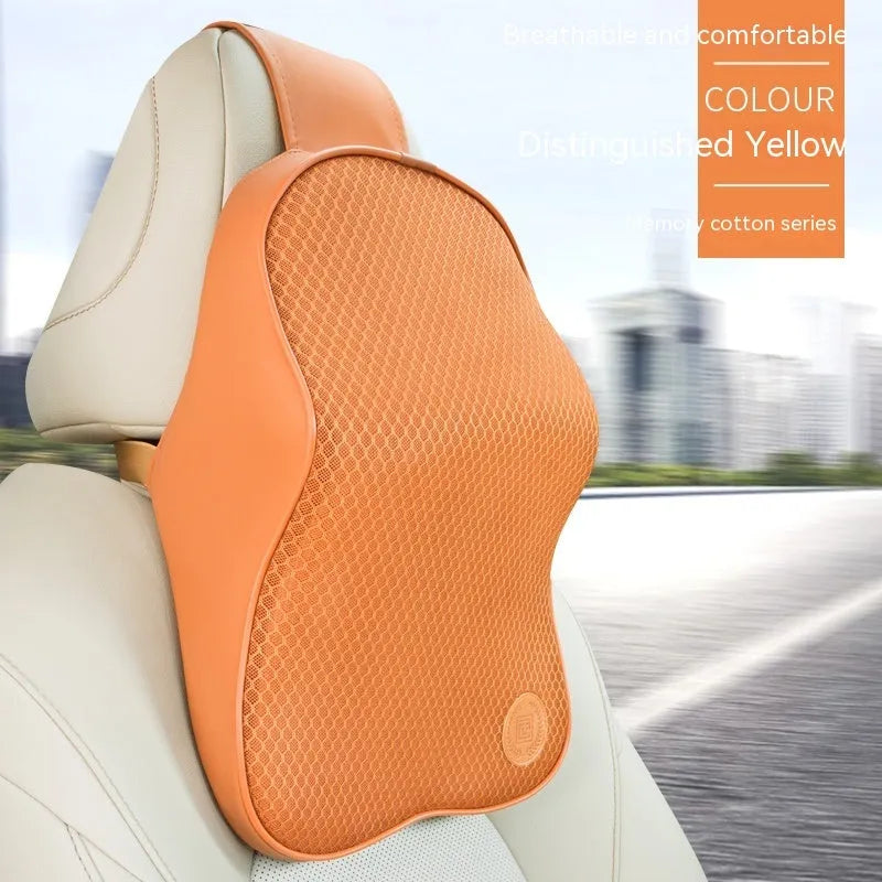Memory foam car headrest pillow and lumbar support pillow set in seven colour options
