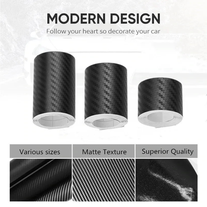 Matte carbon fibre pattern vinyl roll for car door sill protection, showing textured surface and roll format.