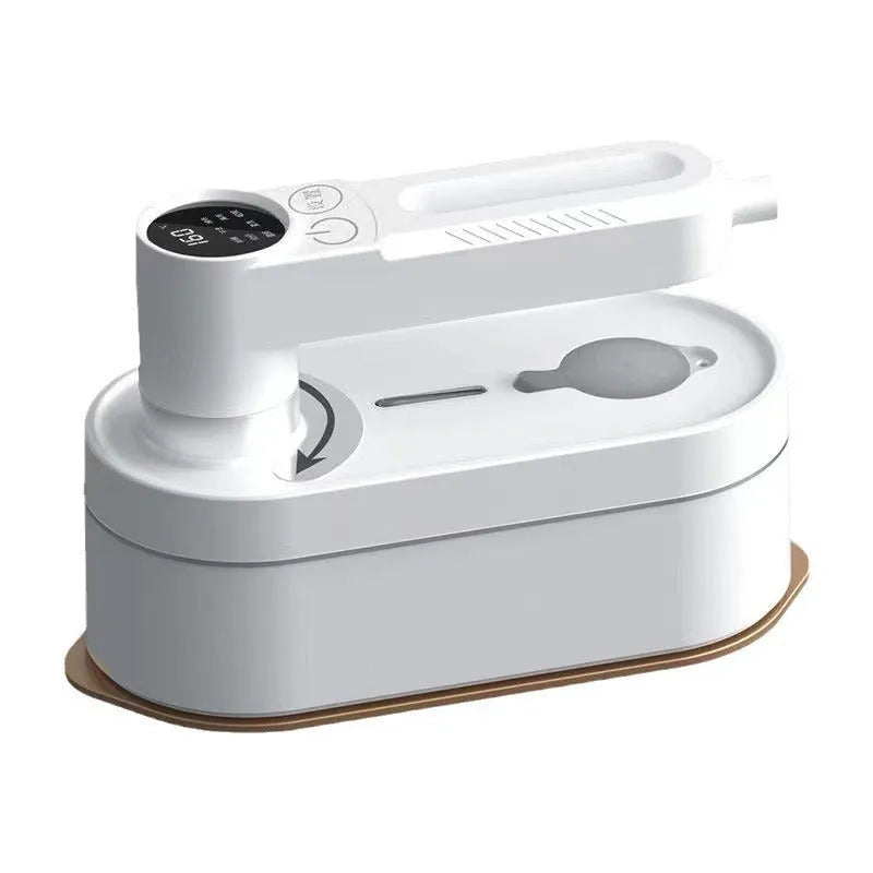 Digital display handheld steam iron in Elegant White with ceramic soleplate and 7 gear control