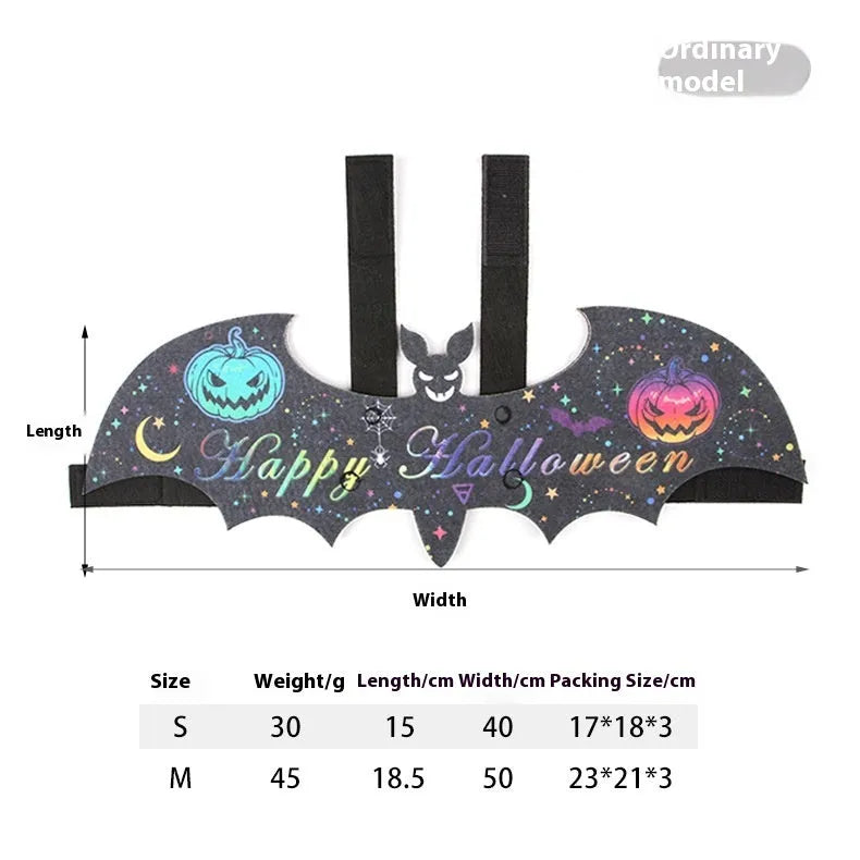 Halloween batwing cat costume in felt material with optional jingle bells