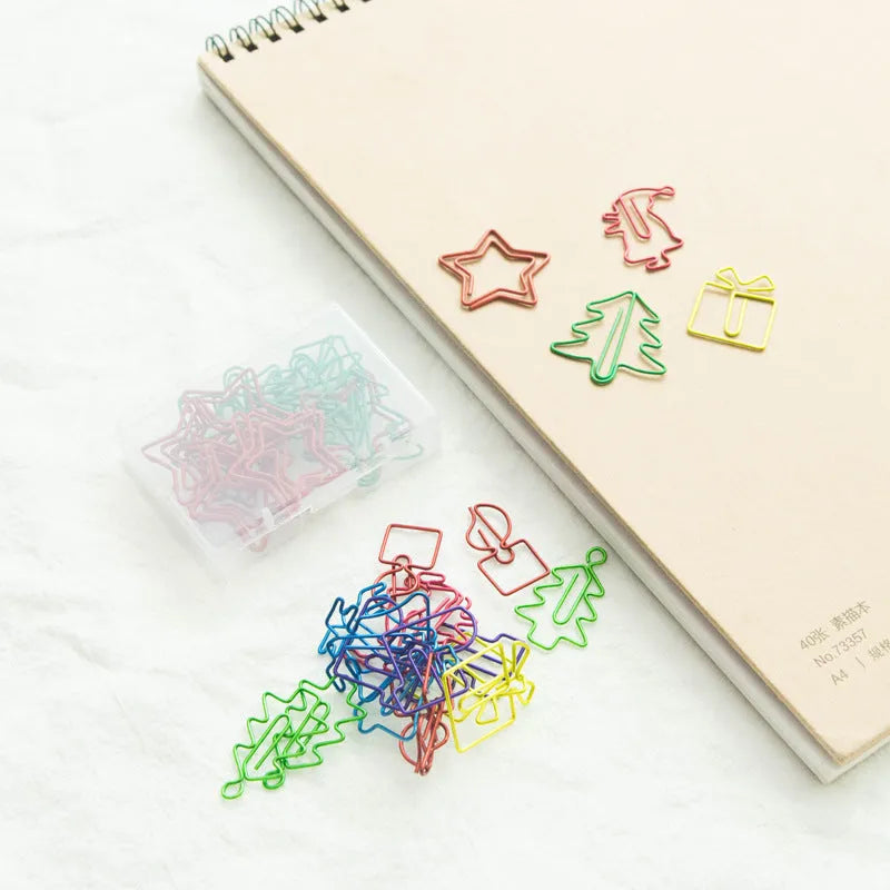 Christmas series mixed colour paper clips assortment with metal alloy PET coated construction
