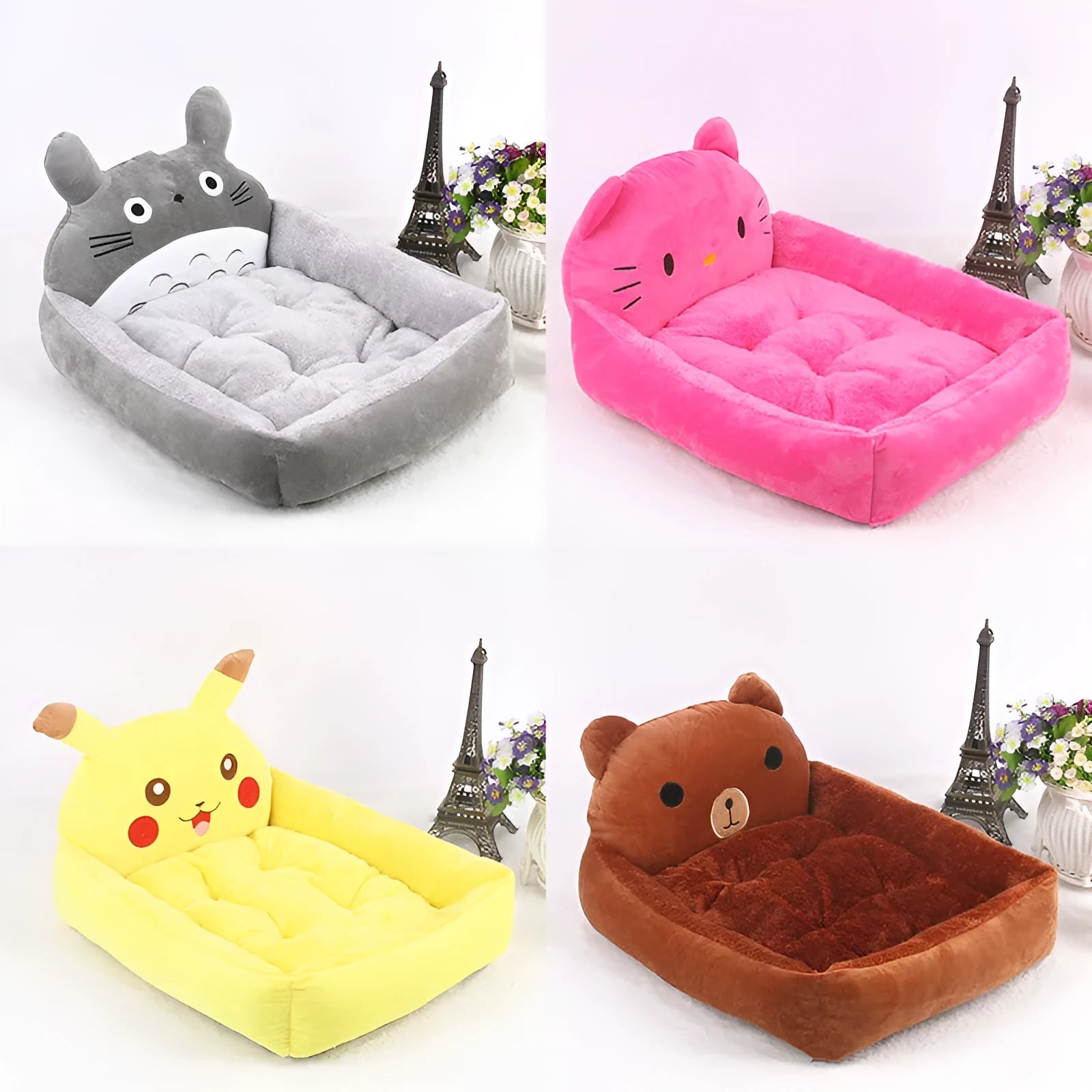 Soft plush cartoon-style sofa bed for a small dog or cat, shown in blue colour.