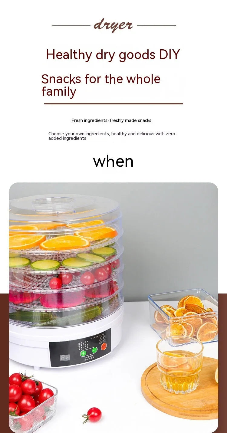 Five-layer household food dehydrator with removable drying trays and UK plug