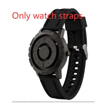 Men's New Celestial magnetic suspension quartz watch with 40mm round dial and black silicone strap
