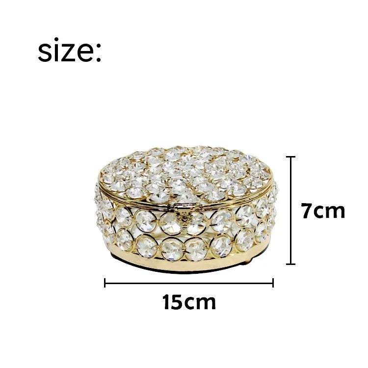 European-style French gold iron jewelry box with a transparent crystal glass lid.