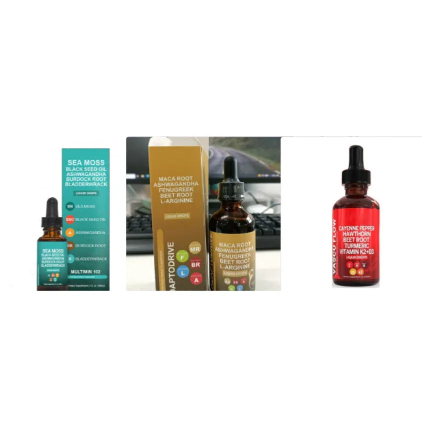 60ml bottle of Vitamin D3 K2 and Hawthorn Fruit liquid supplement drops with dropper