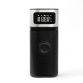 Black portable wireless air pump with 15cm tube, multiple nozzles and USB charging cable