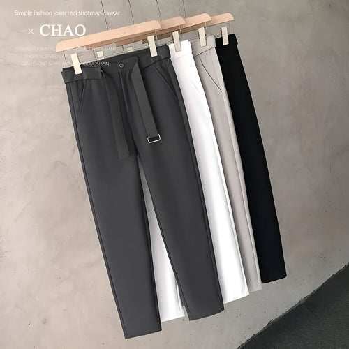 Boys slim straight wool trousers with tapered fit and belt loops in business casual styling