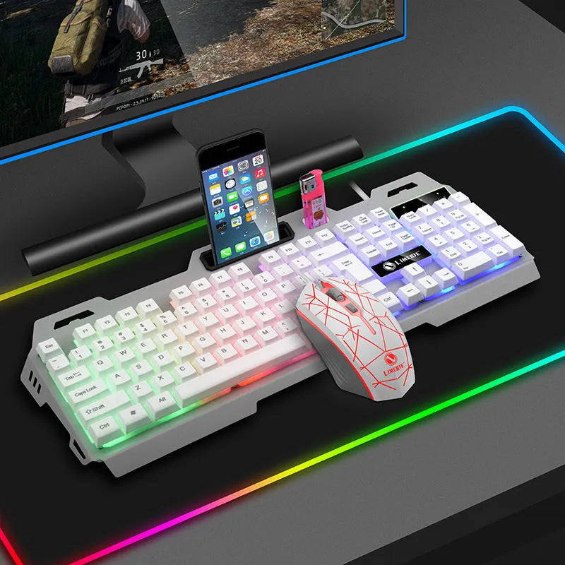 Limei K19 gaming keyboard and T19 mouse set in black or white colour options