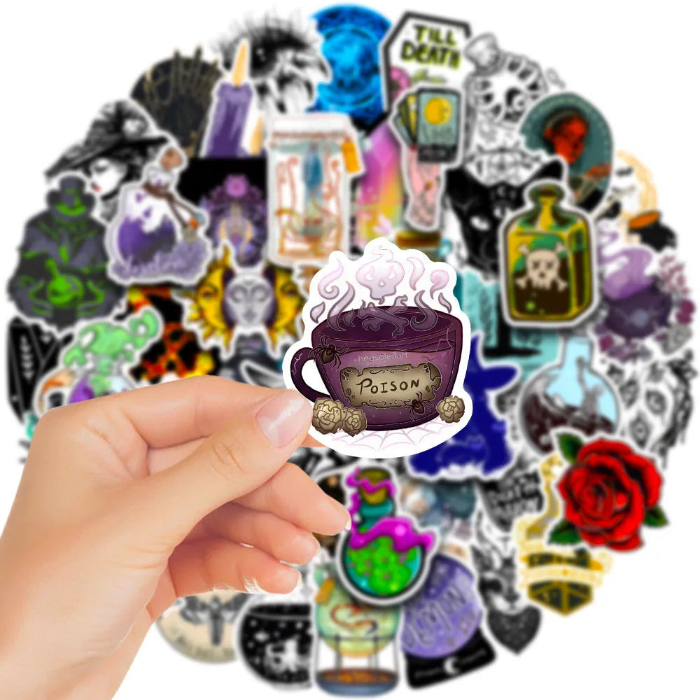 50 waterproof PVC stickers with glossy finish for laptops and smooth surfaces