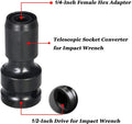 Scaling bit holder with telescopic sleeve for electric wrench square to hexagonal handle conversion