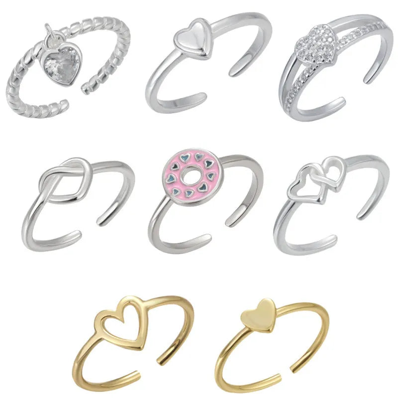 S925 sterling silver adjustable toe ring with gemstone inlay for women, available in multiple colours