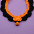 Hand crocheted wool Halloween pet collar with adjustable sizing for cats and dogs