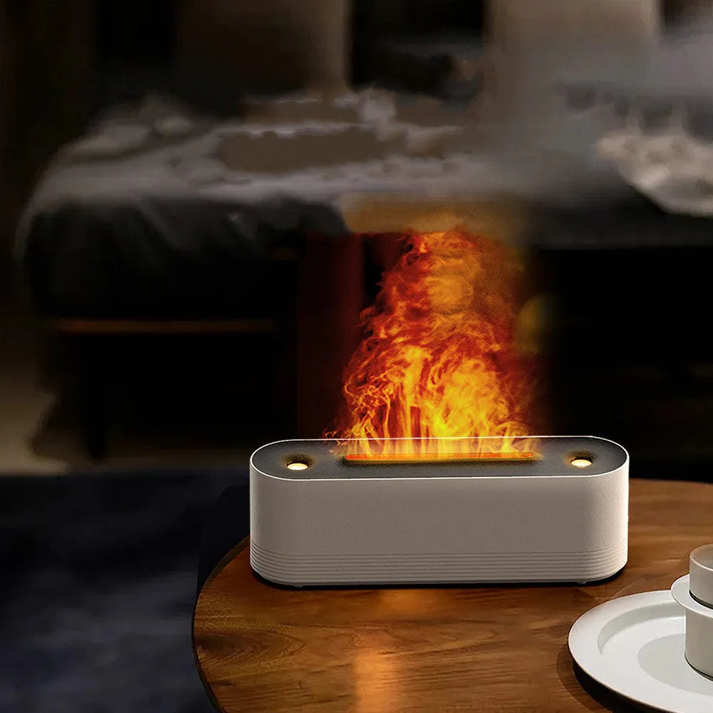 Black Flame Air ultrasonic humidifier diffuser with LED flame lighting emitting cool mist
