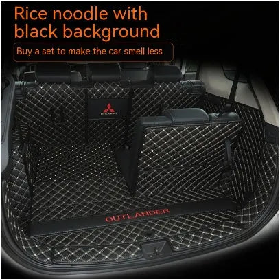 Custom 3D non-slip boot liner for Mitsubishi Outlander in a black colour with contrasting stitching.