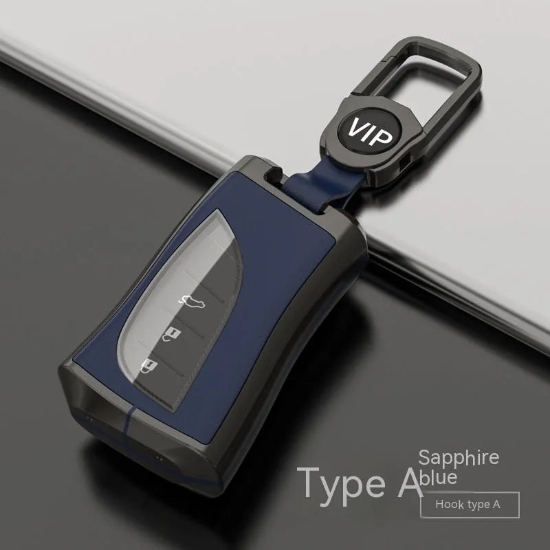 Zinc alloy TPU car key case cover in multiple colours including black, white, brown, blue, and green.