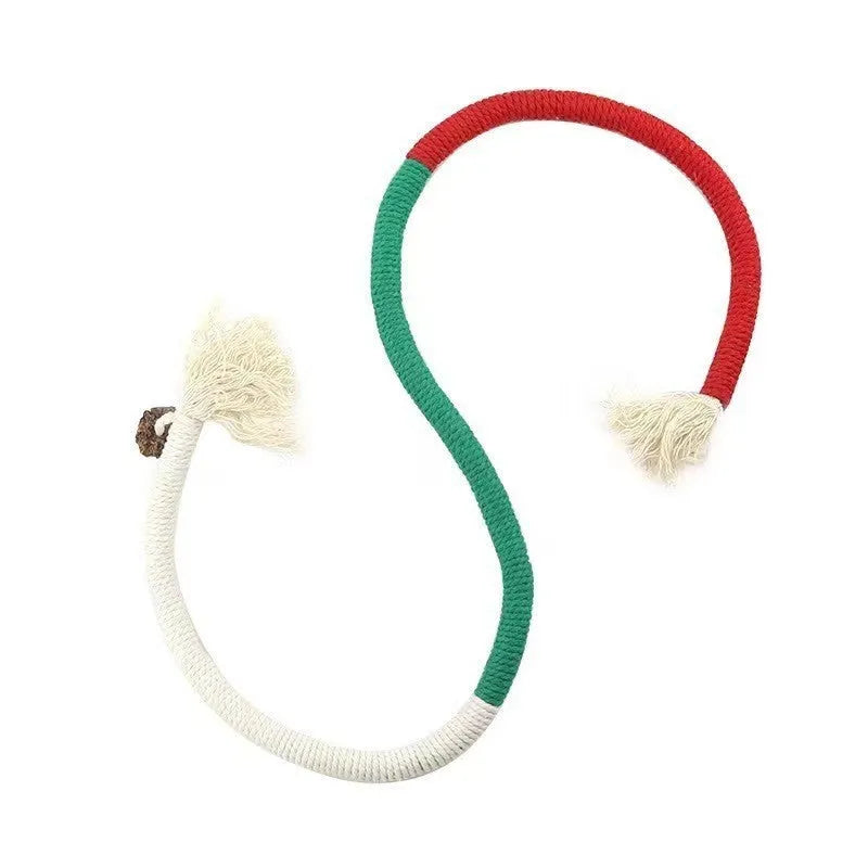 Bite-resistant cat teaser toy with 70cm cotton string in three colour combinations