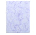 Tri-fold marbling design iPad case in dark grey with a visible pen slot on the side.