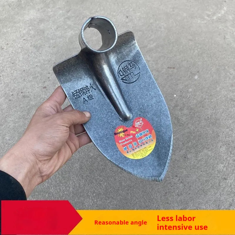 Agricultural pointed hoe with a steel horse tip and flat hoe blade for soil breaking