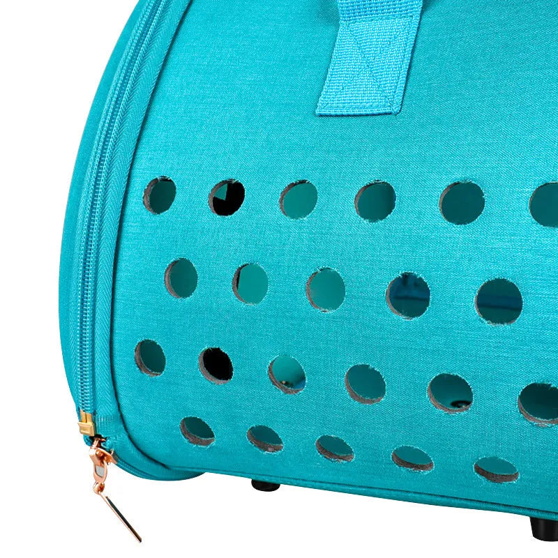 Double Fish transparent PVC pet backpack for small dogs and cats in sky blue with ventilation holes