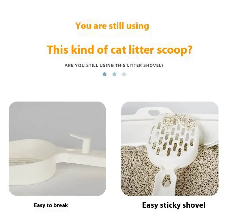 Black metal cat litter scoop with ergonomic handle and fine 0.8cm tine gaps.