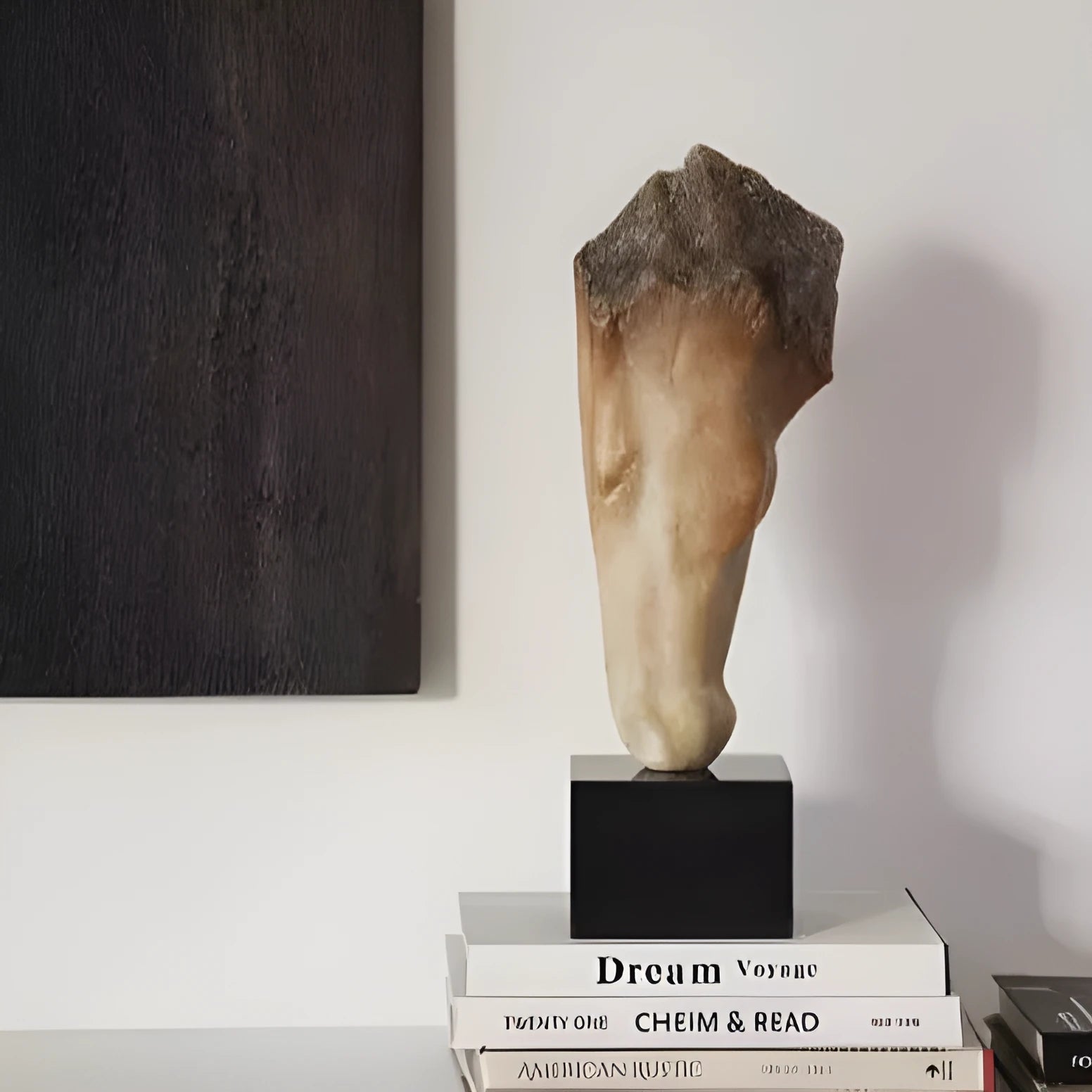 Abstract French retro style horse head desktop sculpture with carved texture