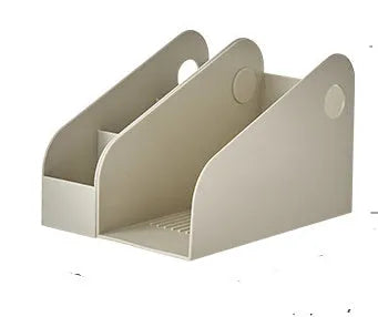 Plastic desktop storage box with two grids, in Milk Coffee colour.