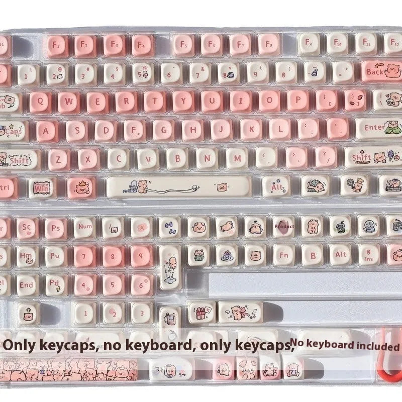 Pink PBT key cap with detailed fragrant pig design on top and sides for mechanical keyboards.