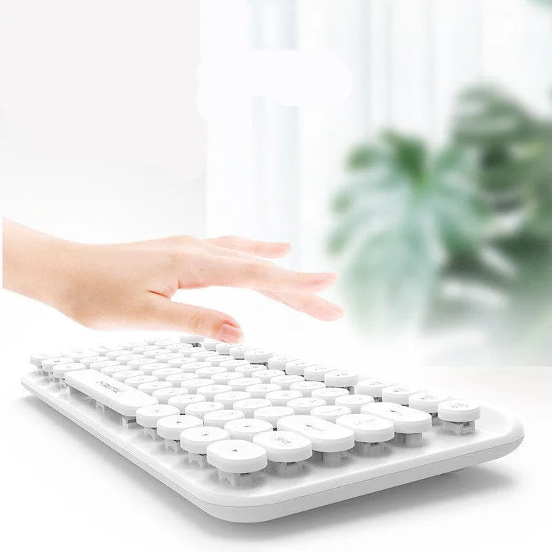 Mini 2.4G Punk Wireless Keyboard with 75 keys in compact retro design, white colour